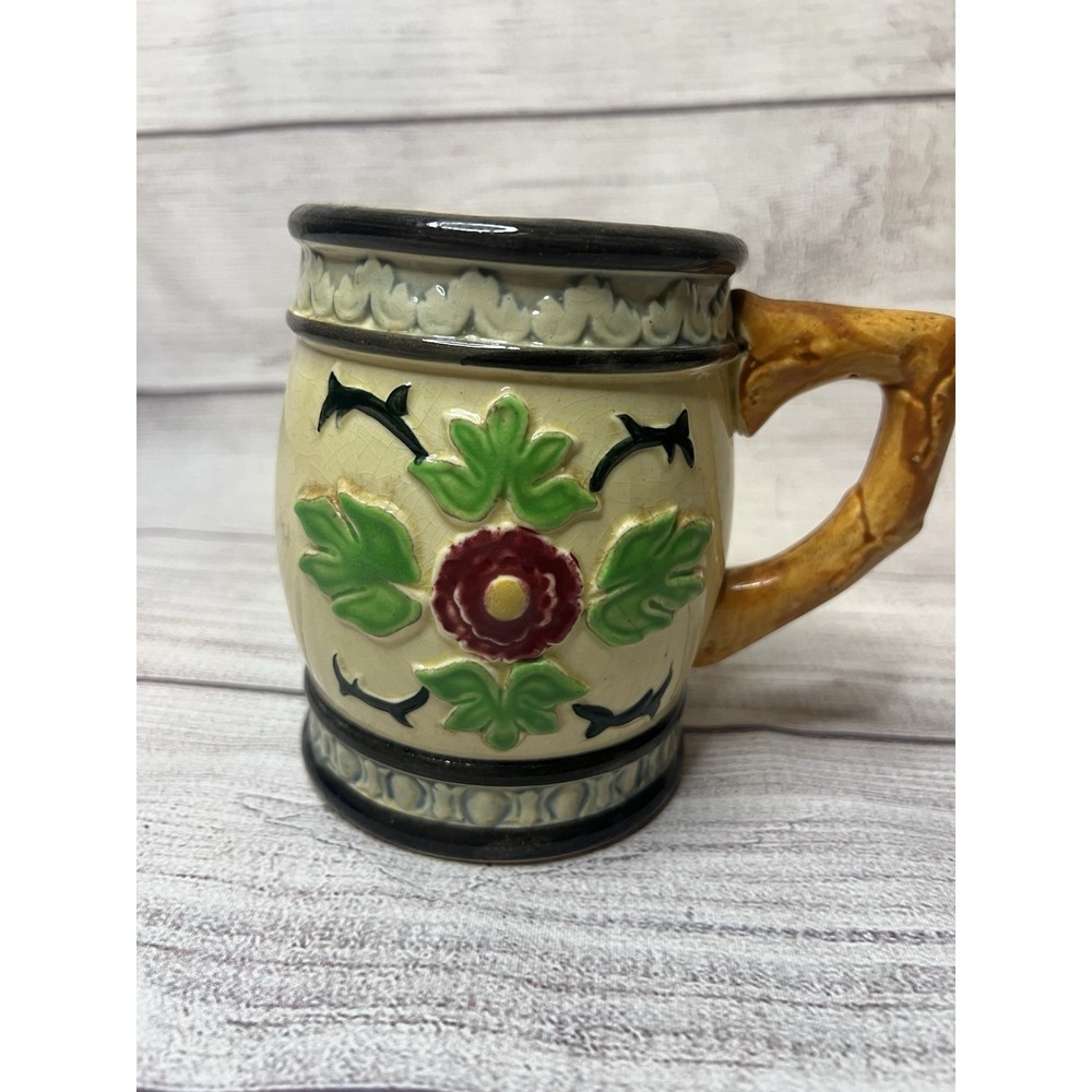 Vintage Miyata Ware Japan Floral Stoneware Mug Vintage